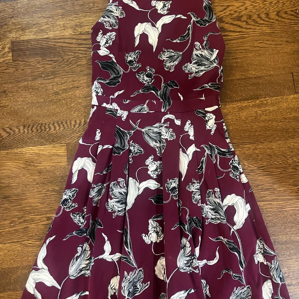 Banana Republic Burgundy Floral Midi Dress